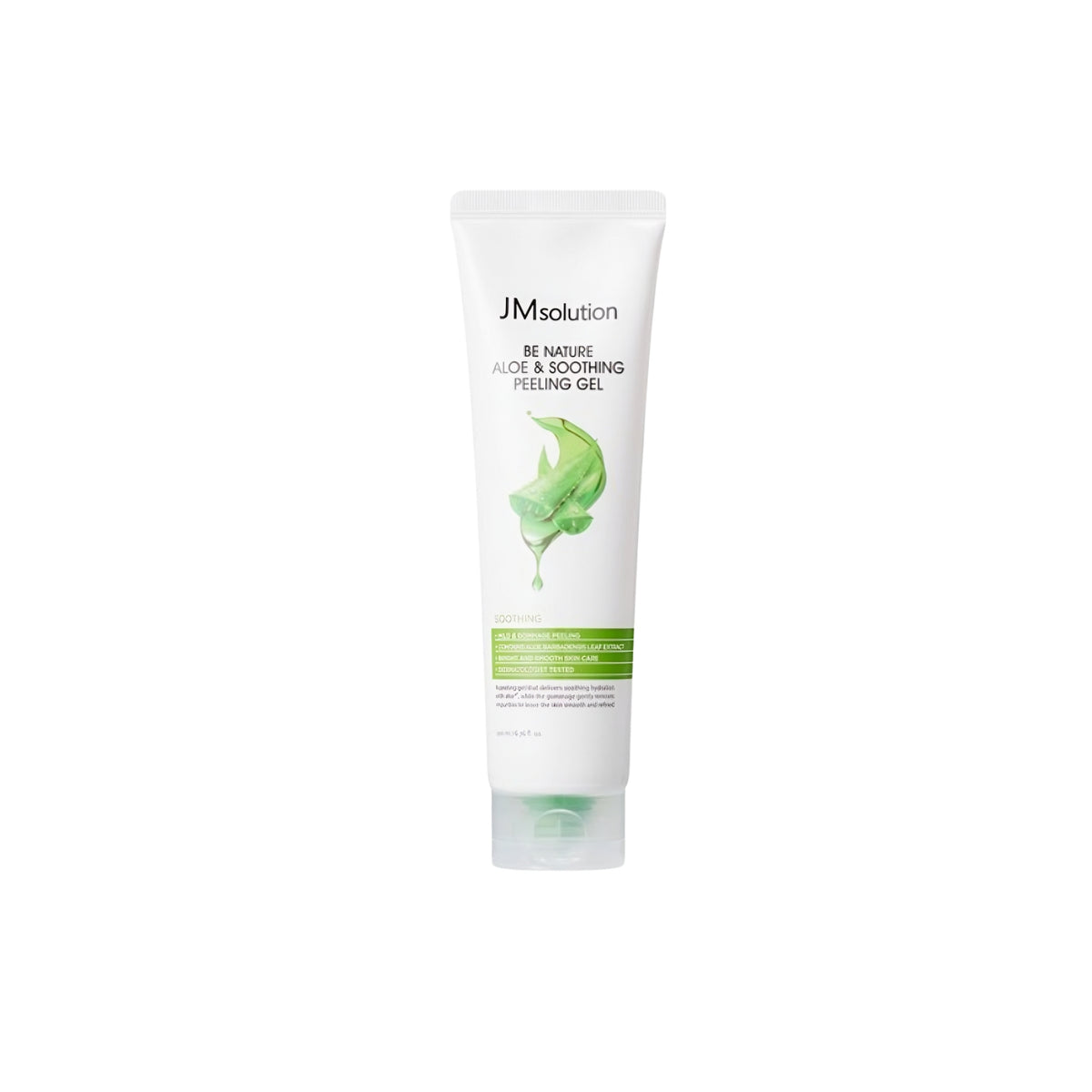 JMsolution Be Nature Aloe Soothing Peeling Gel in a 200ml tube, showcasing its gentle exfoliating formula with aloe vera.