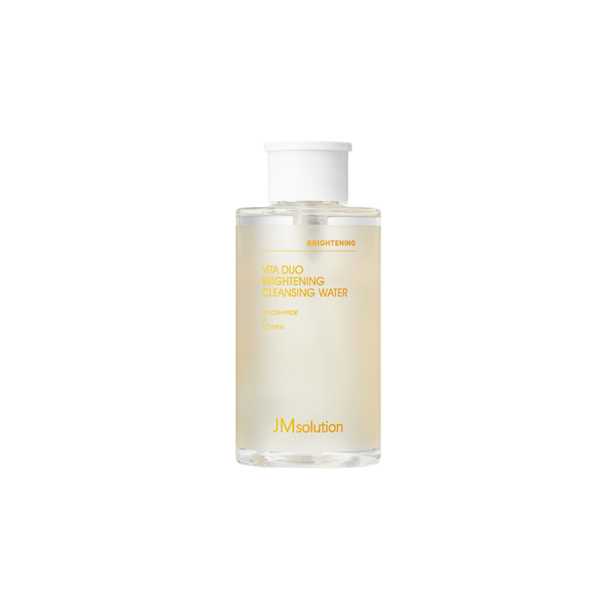 JMsolution Vita Duo Brightening Cleansing Water 500ml oil-free micellar water with a clear bottle and blue cap.