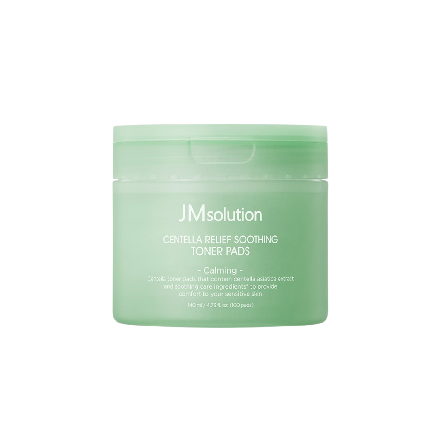 JMsolution Centella Relief Soothing Toner Pads, 100 soft cotton pads for calming and hydrating skin care.