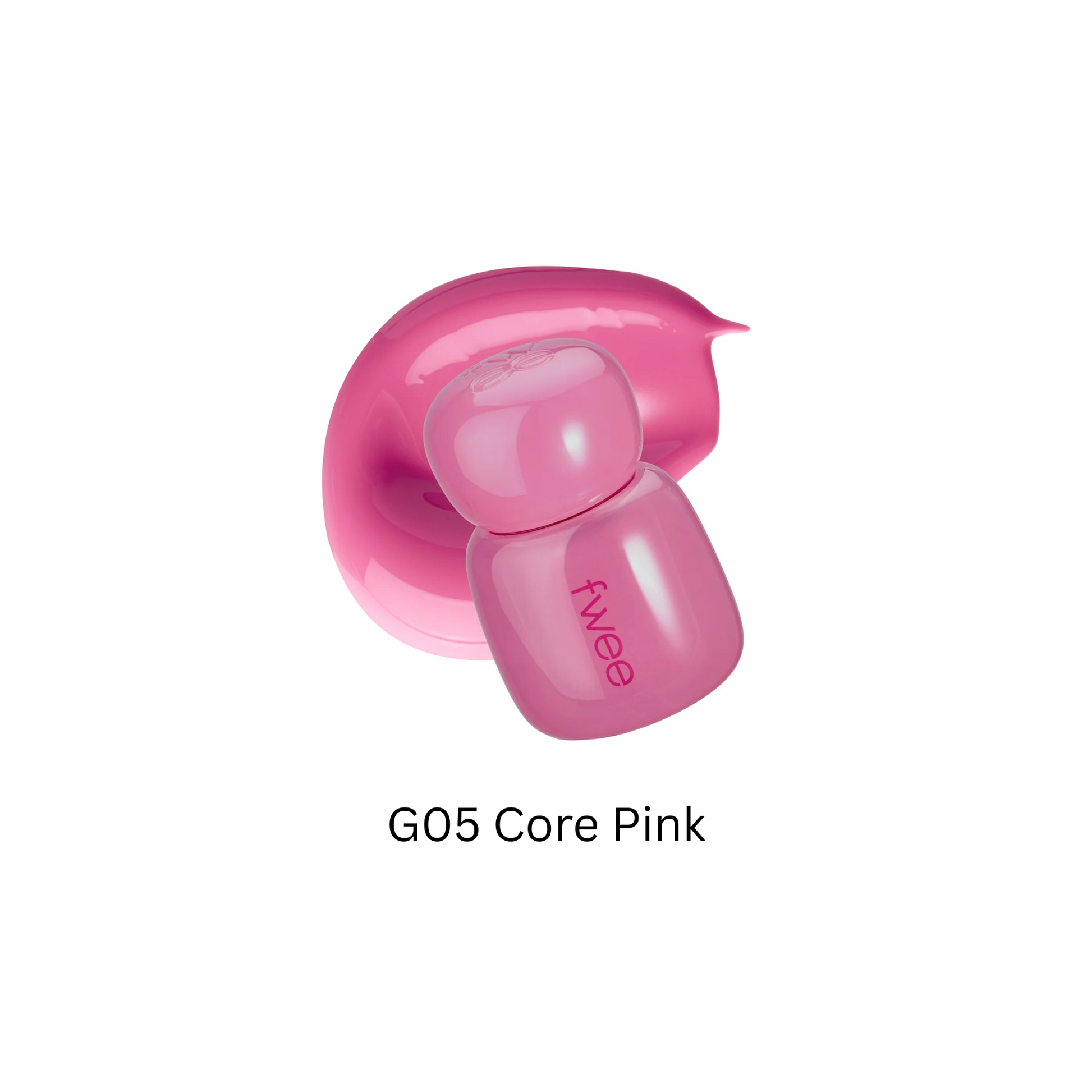 Pink Obsession Stay-Fit Lip Tint by Fwee shown on lips, highlighting its smooth application and vibrant pink color.