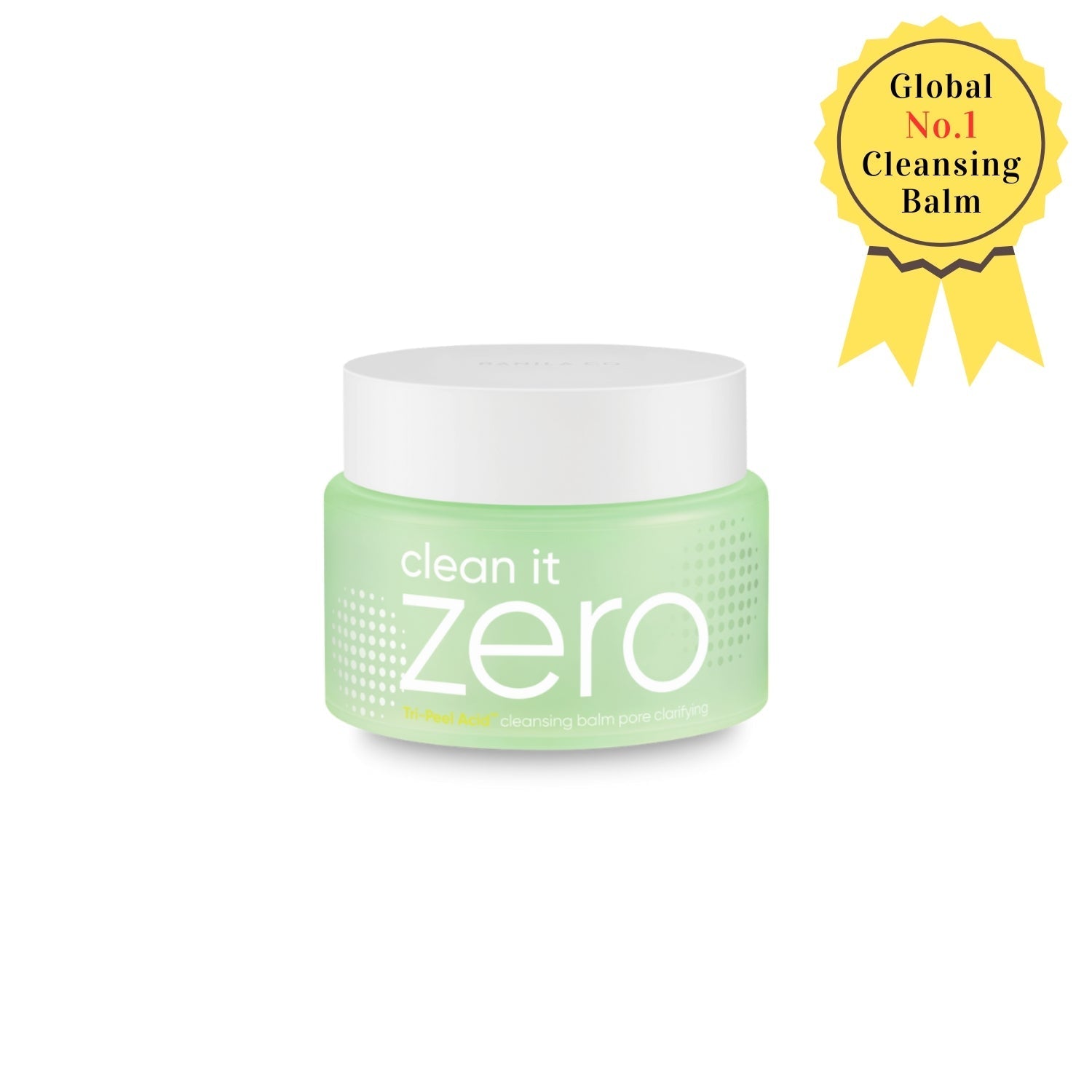 Banila Co Clean it Zero Pore Clarifying Cleansing Balm, oil and balm cleanser with a smooth, white texture in a jar
