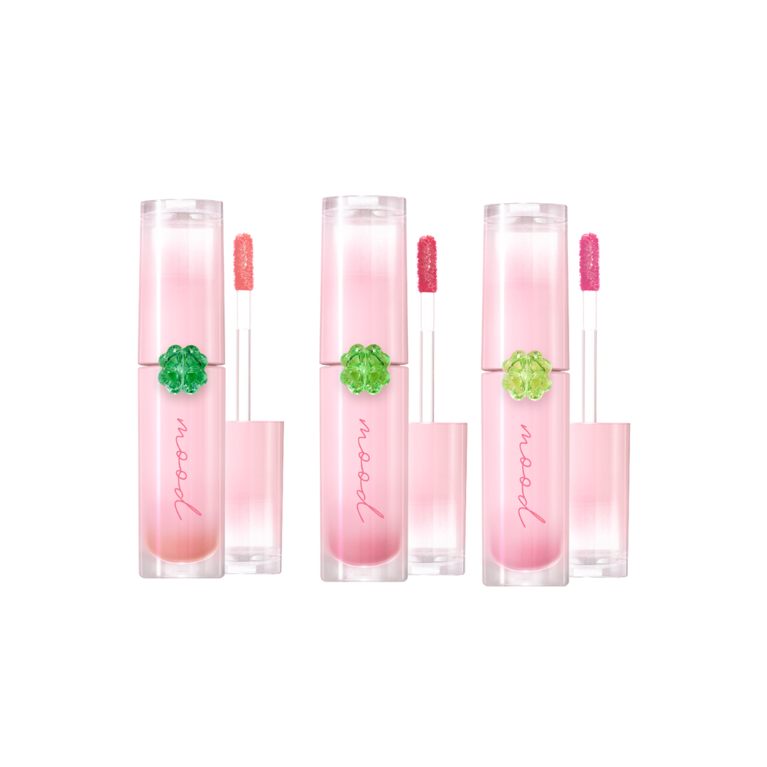 Peripera Ink Mood Glowy Tint Lucky Lottery lip tint in vibrant shade, shown on lips with glossy finish and smooth application.