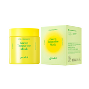 Goodal Green Tangerine Vita C Wash-Off Mask in a jar, showing the vibrant orange gel texture with fresh citrus slices.