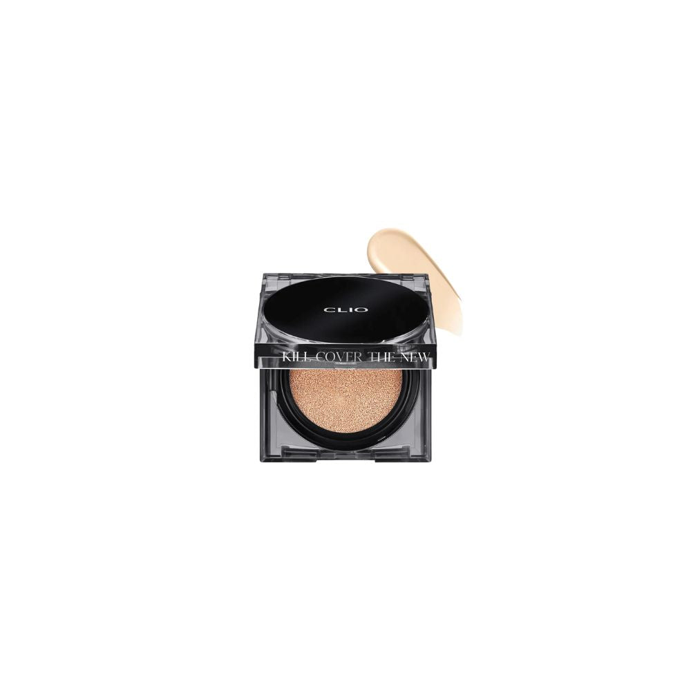 Clio Kill Cover The New Foundwear Cushion Mini in linen, a compact cushion foundation with a soft fabric cover and applicator puff.