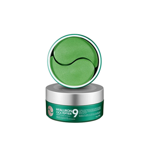 MEDIPEEL+ Hyaluron Cica Peptide 9 Ampoule Eye Patch, 60pcs, showing soothing gel patches designed for eye care.