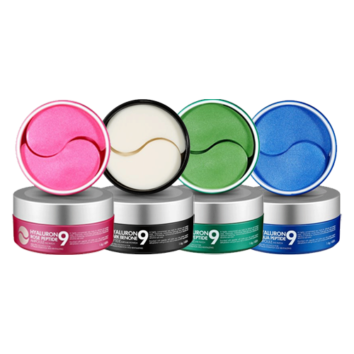MEDI-PEEL Hyaluron Rose Peptide 9 Ampoule Eye Patch, 60pcs, showing soothing eye patches with rose and peptide ingredients.