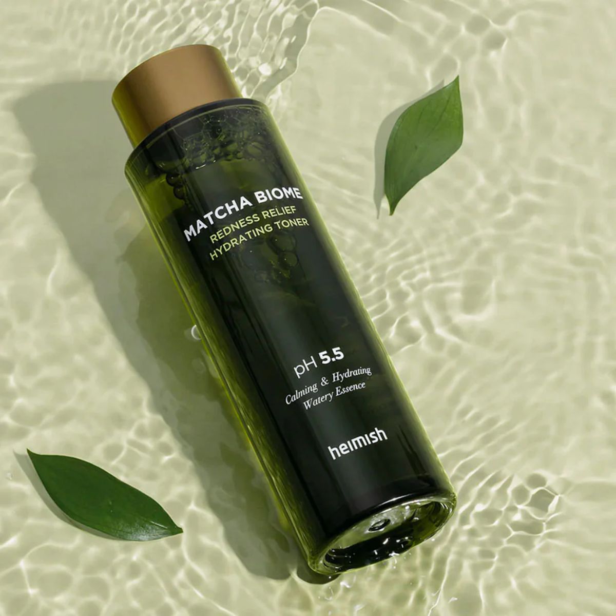 Heimish Matcha Biome Redness Relief Hydrating Toner in a 150ml bottle, showcasing the green toner with natural ingredients.
