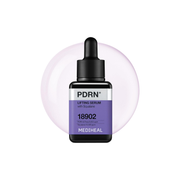 Mediheal PDRN Lifting Serum 40ml bottle showing clear glass container with white serum inside and label details.