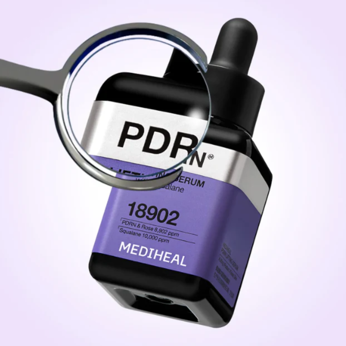 Mediheal PDRN Lifting Serum 40ml bottle with dropper, clear packaging showing serum inside, designed for skincare and facial lifting.