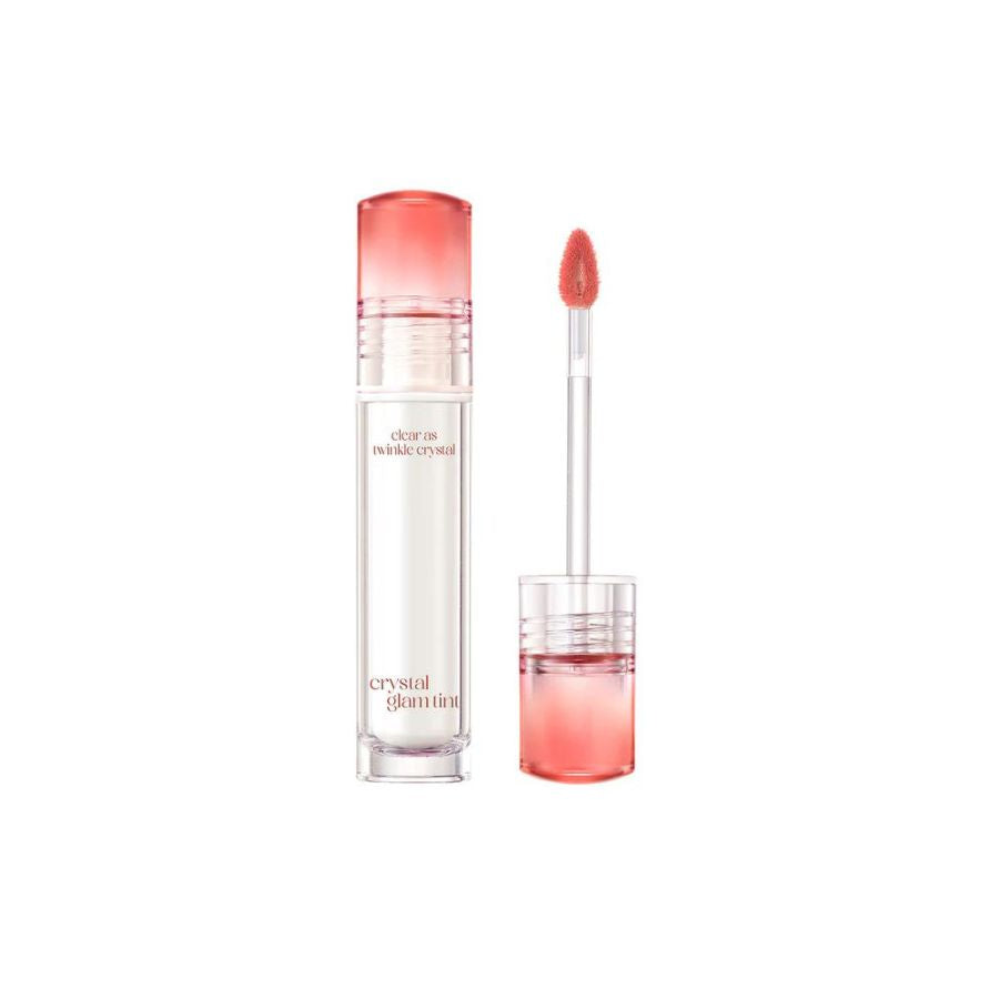 Clio Crystal Glam Tint lip tint in mellow fig shade, showcasing its smooth, glossy finish and vibrant purple hue.