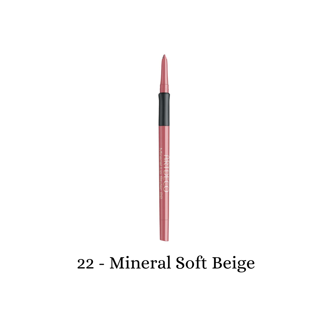 ARTDECO Mineral Lip Styler lip liner in soft beige, showcasing the creamy pencil with a sharpened tip for precise application.