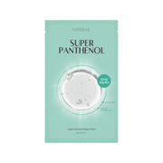 Missha Super Panthenol Repair Mask sheet mask on a white background, showing the packaging of the skincare product.