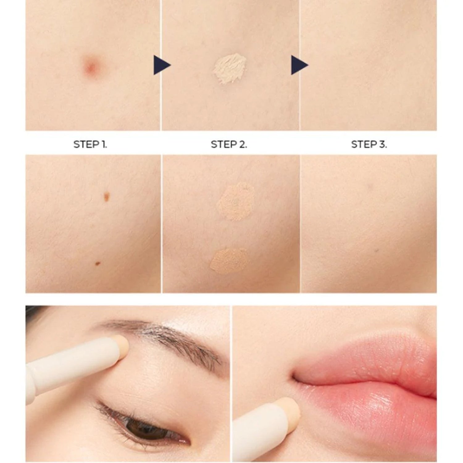 Missha Stay Stick Concealer High Cover in three shades, featuring a creamy stick formula for blemish and imperfection coverage.