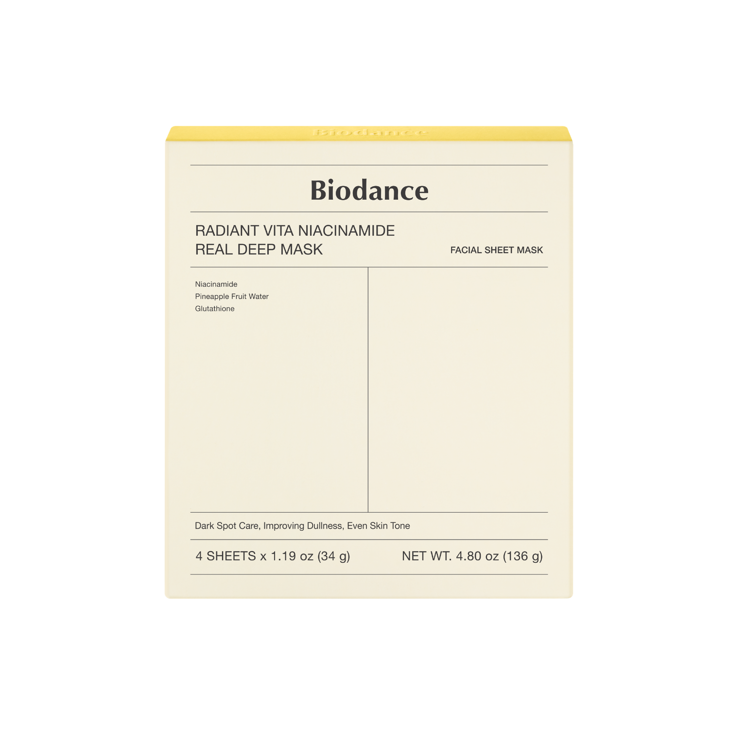 Radiant Vita Niacinamide Real Deep Mask Box [4pcs]