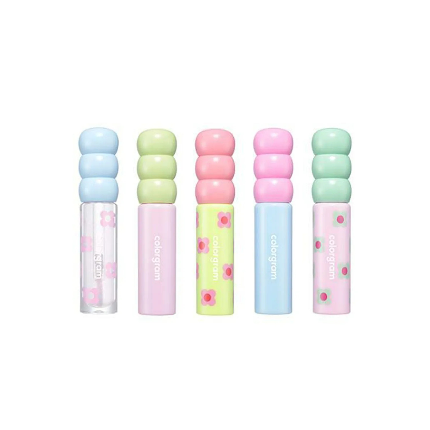 Colorgram Fruity Glass Lip Tint on lips, showcasing vibrant, glossy fruity-colored lip gloss for a fresh, natural look.