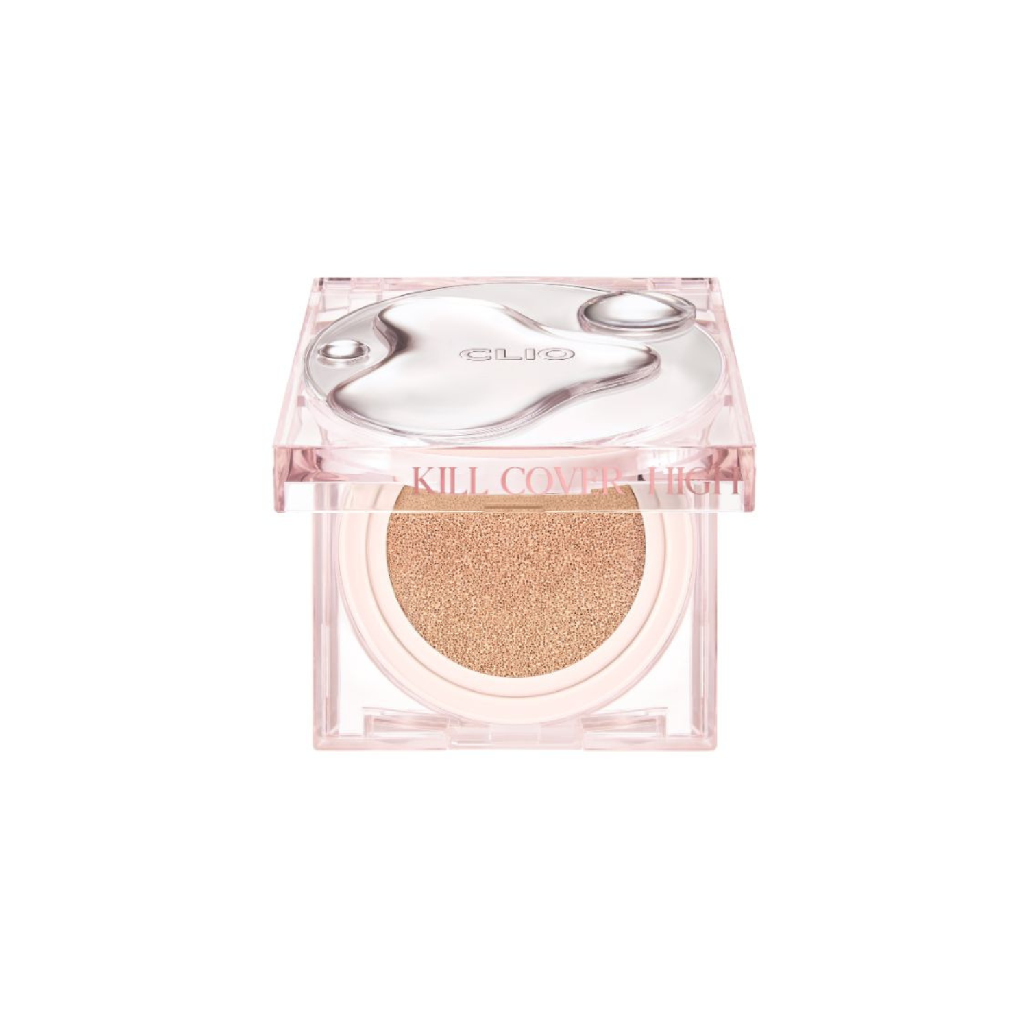 Clio Kill Cover High Glow Cushion foundation with refill in three shades, showcasing radiant, glowing skin finish.
