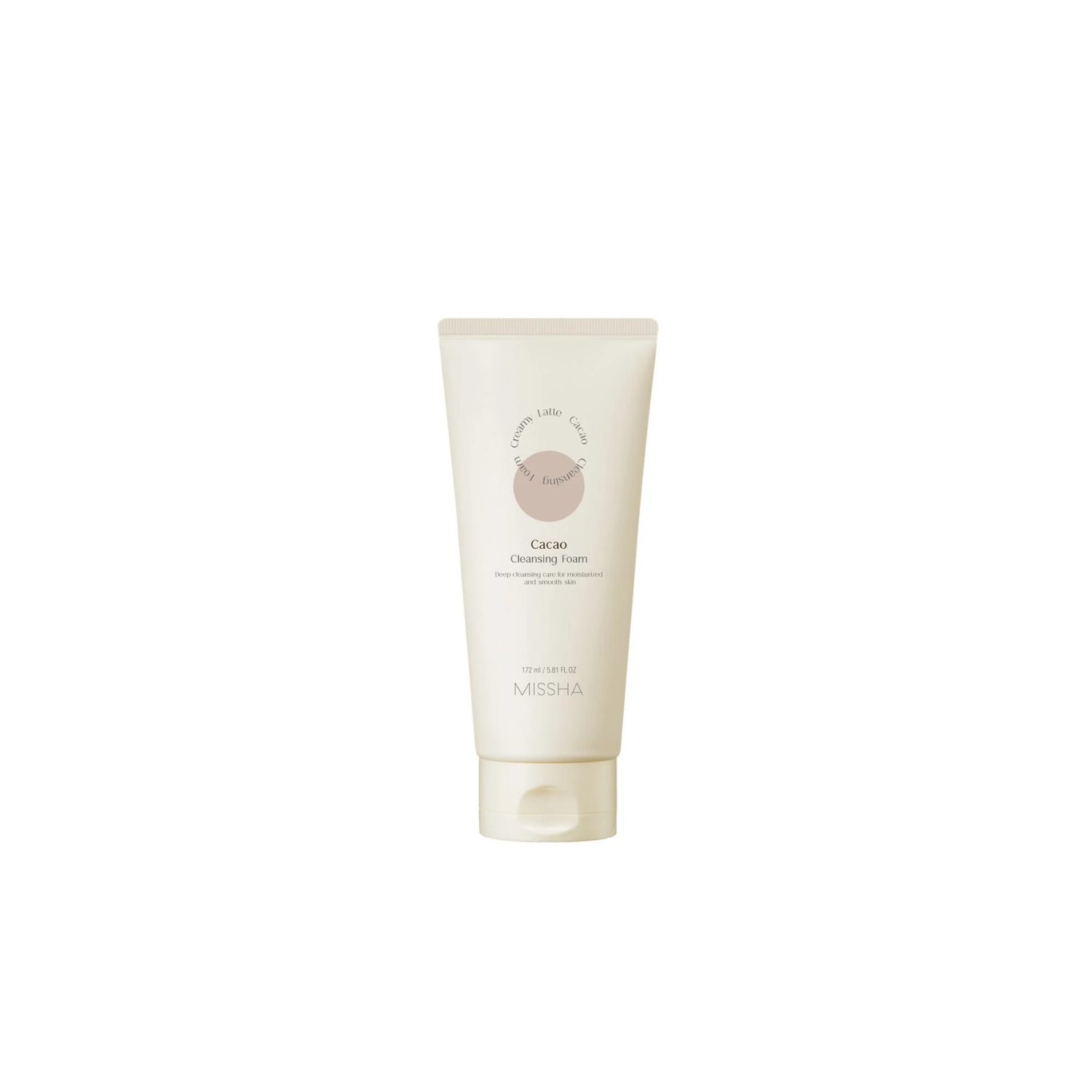 Missha Creamy Latte Cleansing Foam in 172ml tube, showing the gel and foam cleanser for gentle facial cleansing.