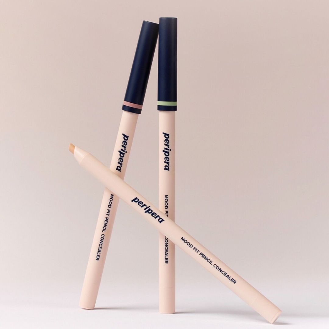 Peripera Mood Fit Pencil Concealer in three shades, featuring a slim pencil design for precise coverage and correction.