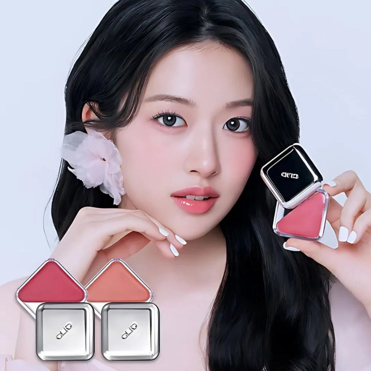 Clio Baby Taptap Lip Brush with soft bristles for precise lip makeup application, shown in close-up image.