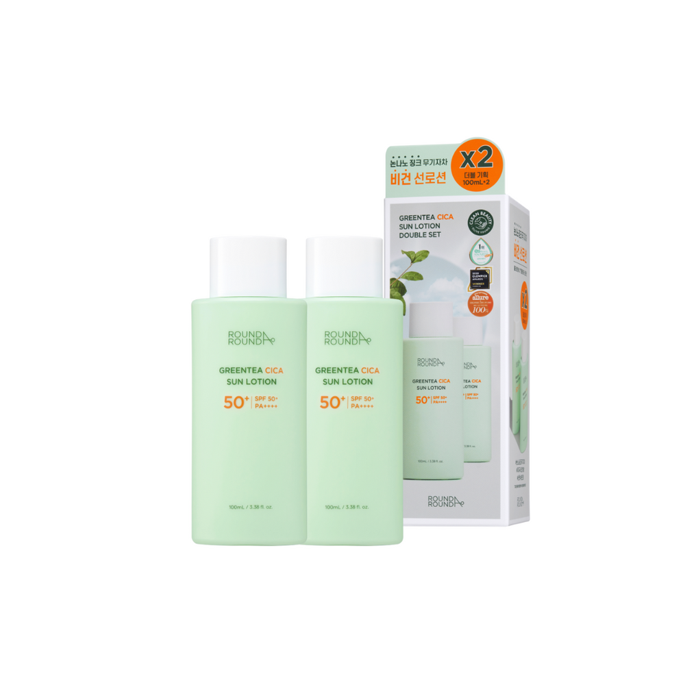 ROUND A’ROUND Greentea Cica Sun Lotion 100mL+100mL Double Pack - Shop K-Beauty in Australia