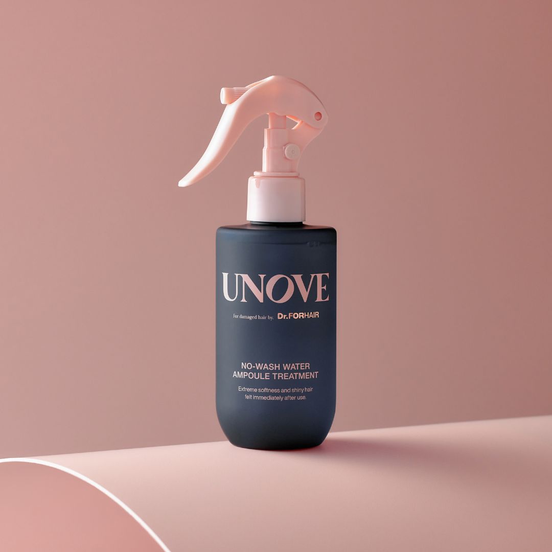 UNOVE No-Wash Water Ampoule Treatment conditioner in 200ml bottle, showcasing its sleek packaging for nourishing hair treatment.