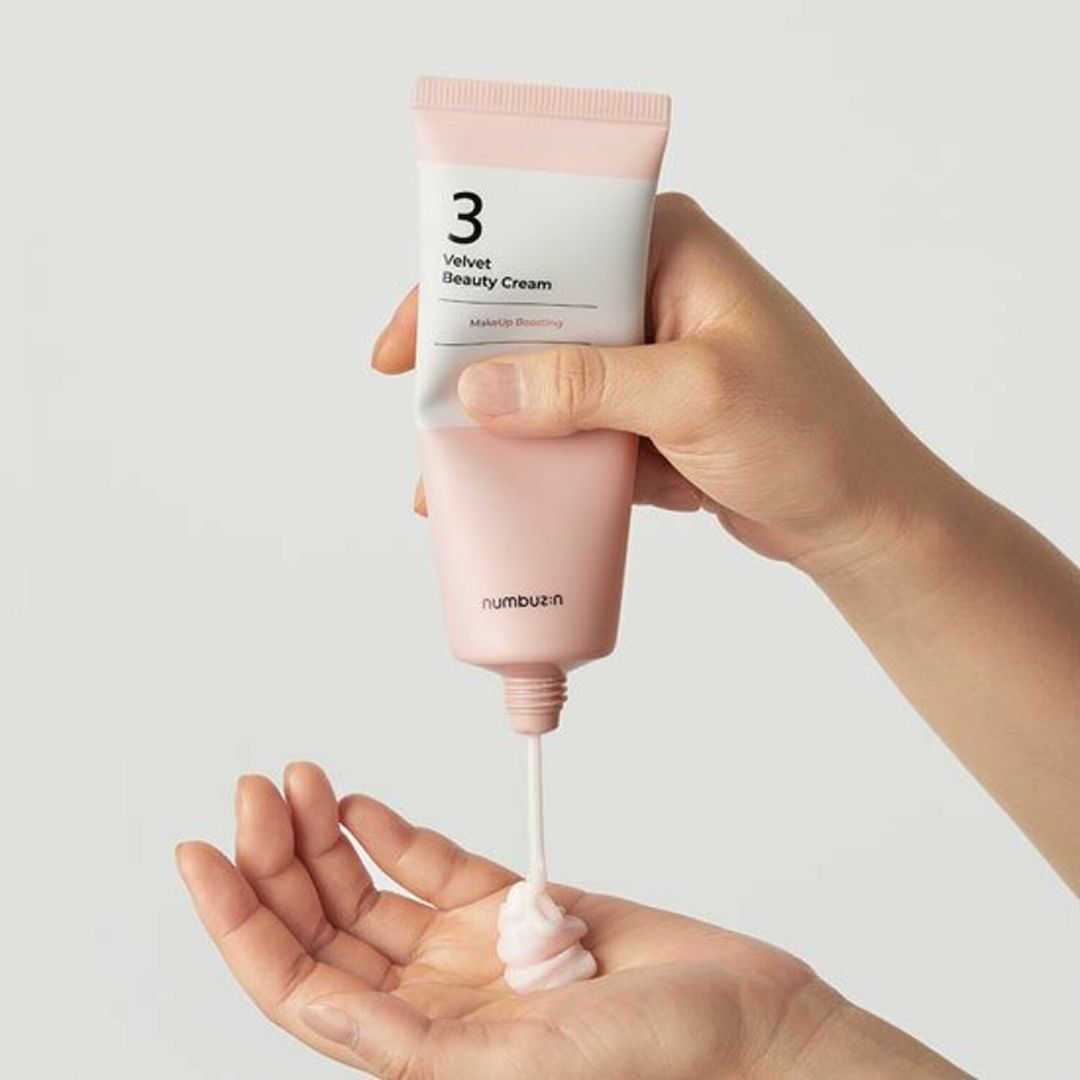 Numbuzin No. 3 Velvet Beauty Cream 60ml face moisturizer jar with a sleek, elegant design and a soft velvet texture visible.
