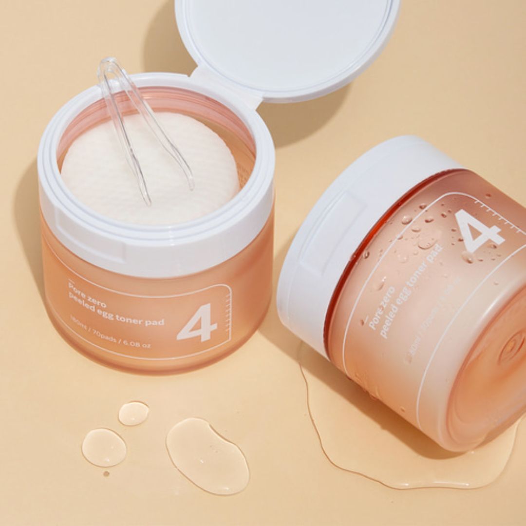Numbuzin No. 4 Pore Zero Peeled Egg Toner Pad with 70pcs, exfoliating skincare product for pore refinement and skin renewal.