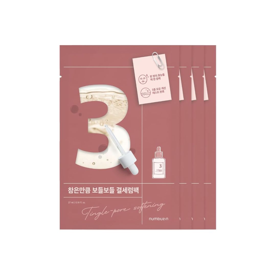 Numbuzin No. 3 Tingle-Pore Softening Sheet Mask 4pcs/box - Shop K-Beauty in Australia