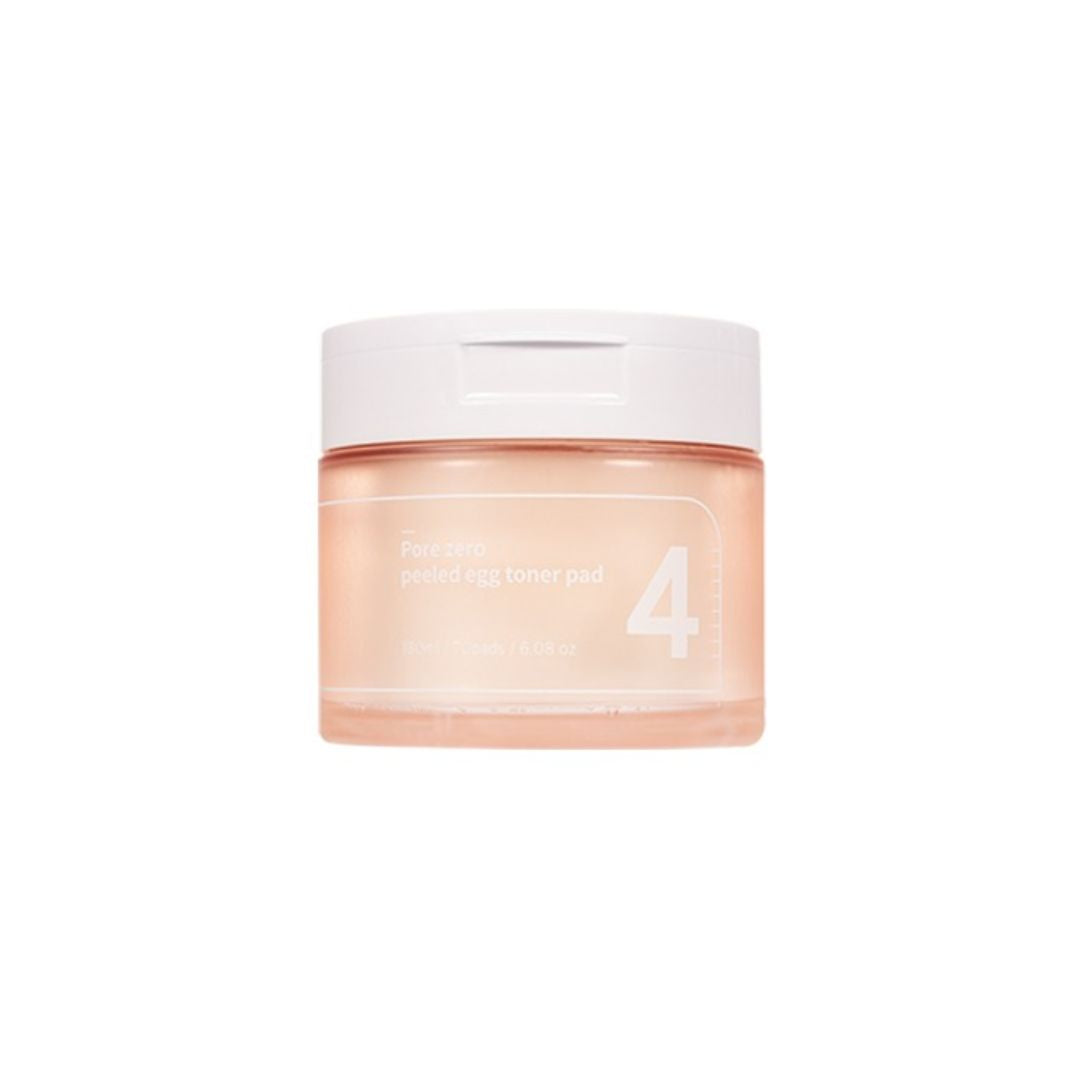 Numbuzin No. 4 Pore Zero Peeled Egg Toner Pad, 70pcs, skincare product with exfoliating and pore-refining properties.