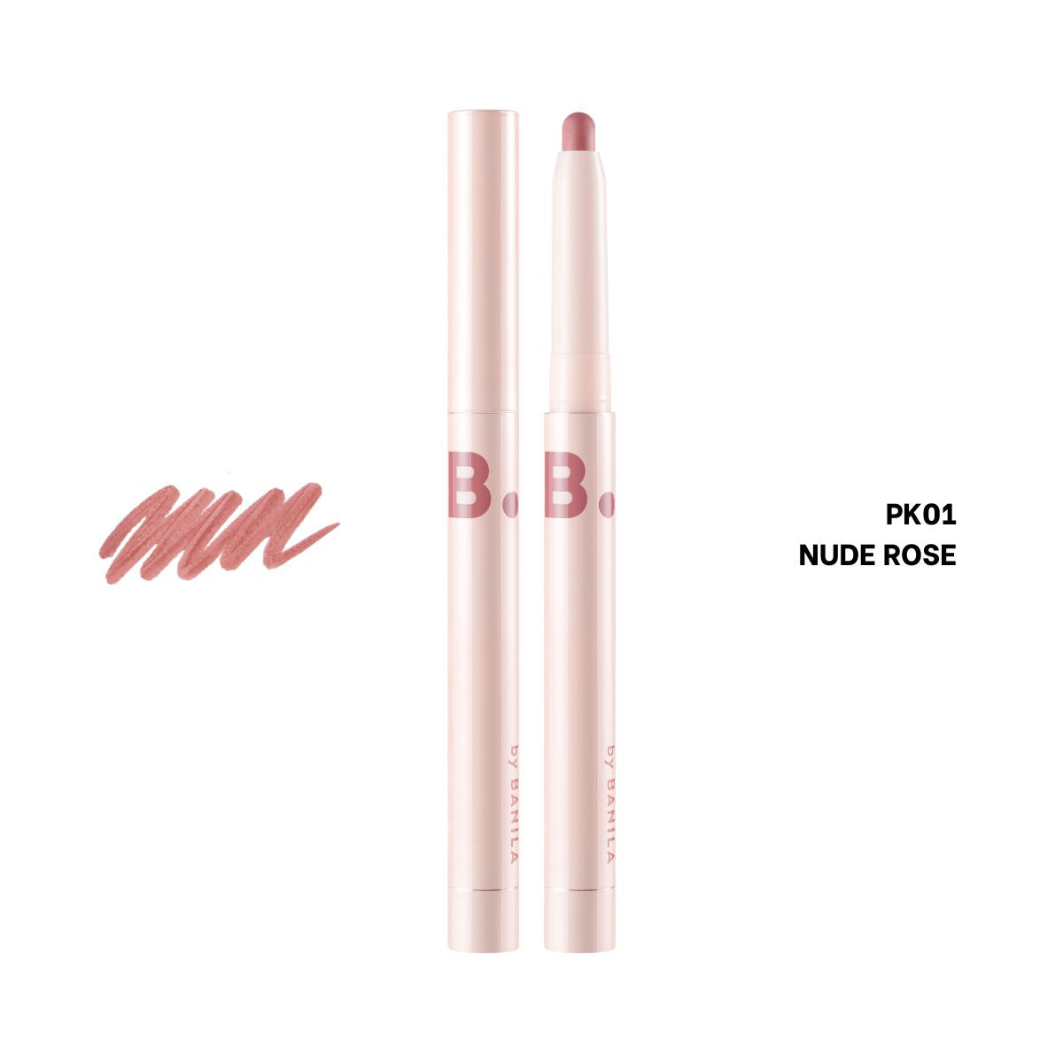 Banila Co B. By Banila Smudging Lip Pencil lip liner in PK01, featuring a sleek design and natural color for precise lip shaping.