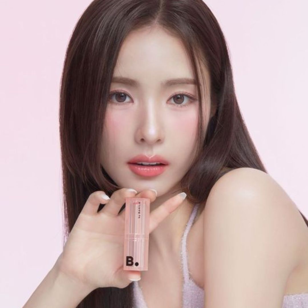 Banila Co B. By Banila Glow Veil Lipstick in PK02 with a smooth, luminous finish and natural pink shade.