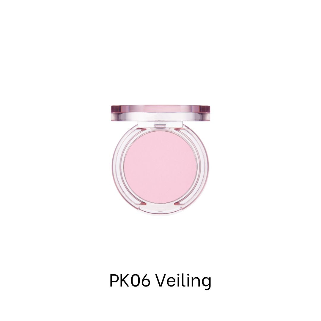 Banila Co B. By Banila Priming Veil Cheek blush in soft pink shade with smooth, blendable texture on a makeup palette.