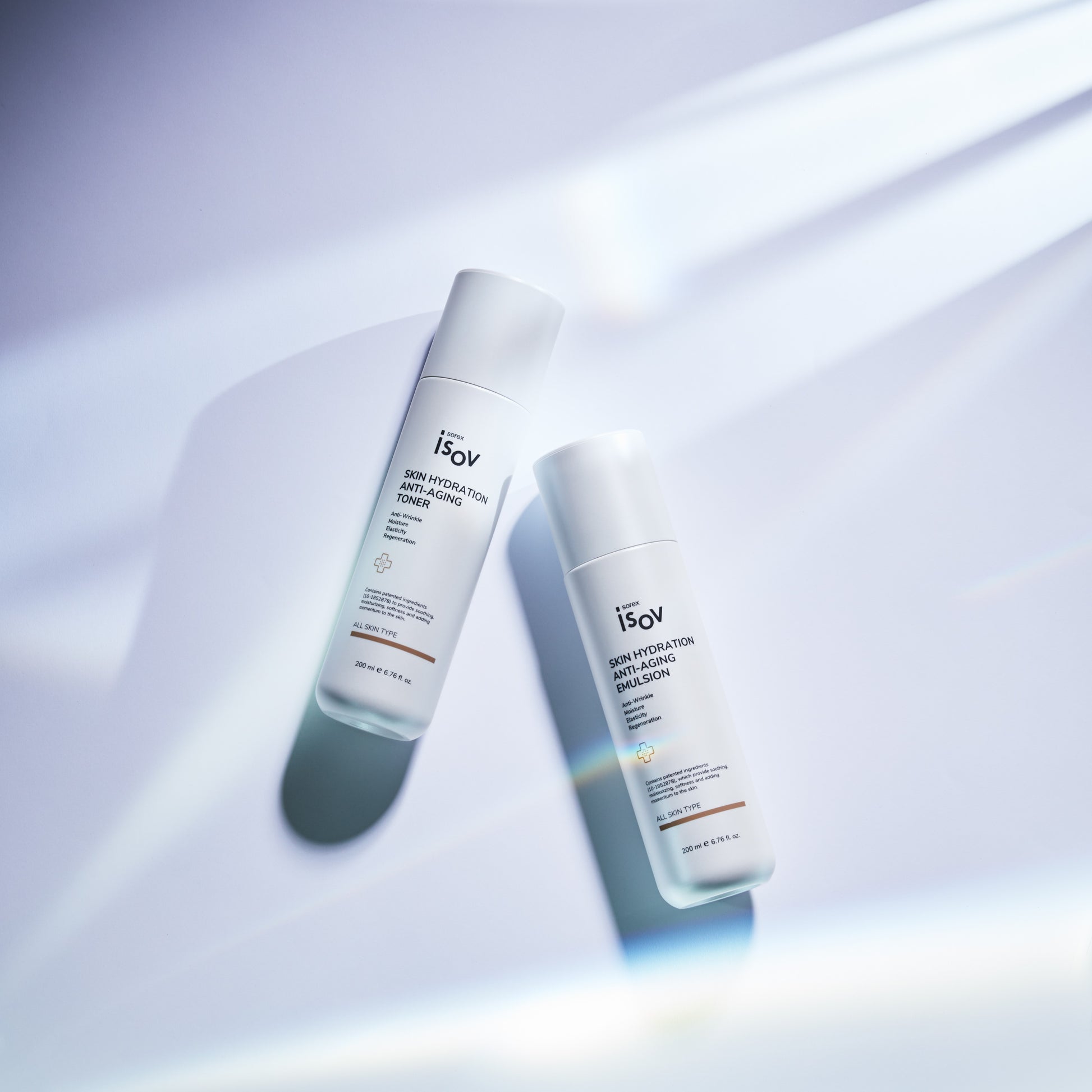 ISOV Skin Hydration Anti-Aging Emulsion 200ml, a gentle face moisturizer in a white pump bottle with a blue label.