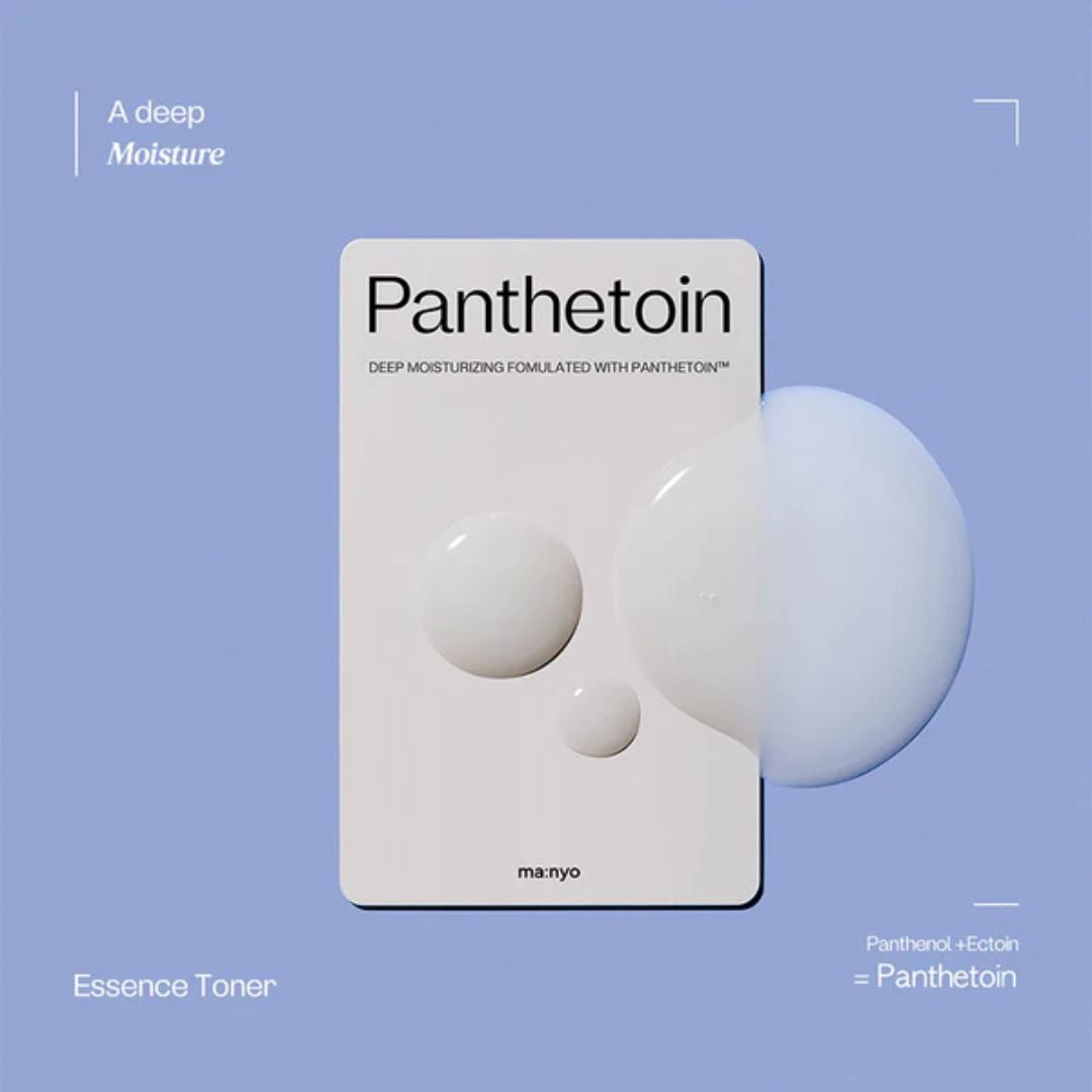 Ma:nyo Panthetoin Essence Toner in a 200ml bottle, featuring clear liquid and minimalist packaging design.