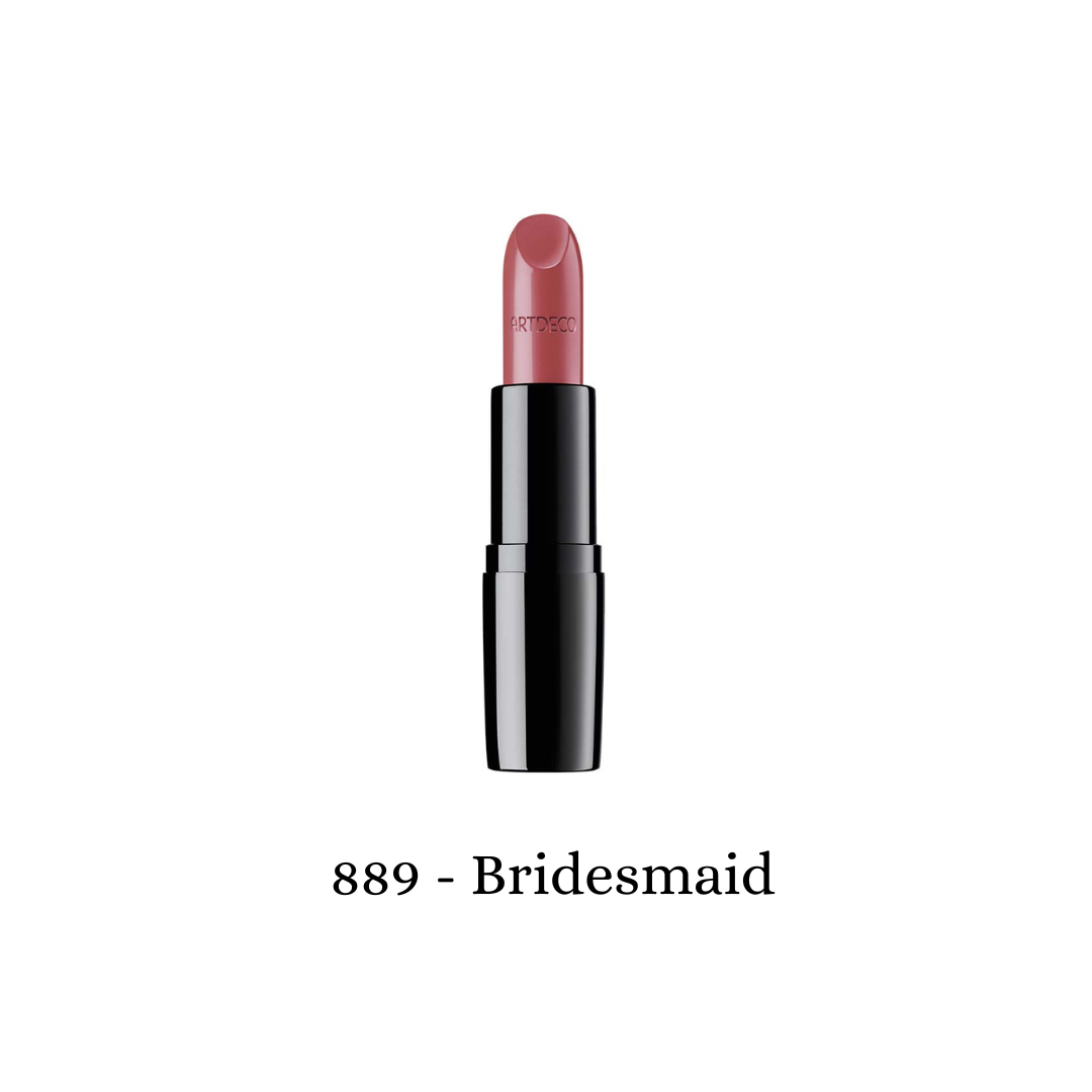 ARTDECO Perfect Color lipstick in a bridal shade showing a smooth, vibrant pink lipstick bullet.