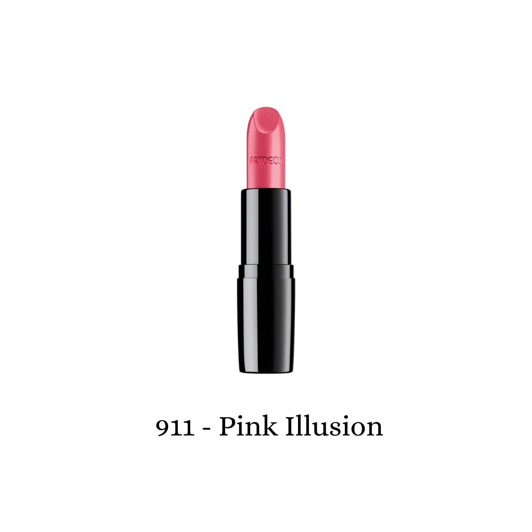 ARTDECO Perfect Color Lipstick in pink illusion, showcasing a vibrant lipstick shade in a sleek tube.