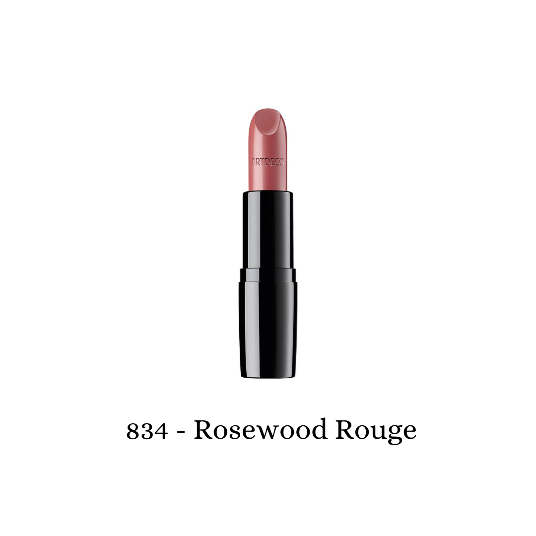 ARTDECO Perfect Color Lipstick in Rosewood Rouge, showcasing a vibrant lipstick shade in a sleek tube.