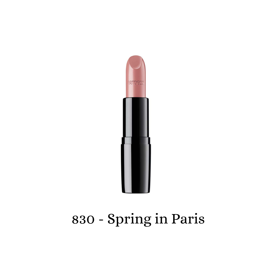 ARTDECO Perfect Color Lipstick in spring in Paris shade, showcasing smooth, vibrant lipstick with a sleek tube design.