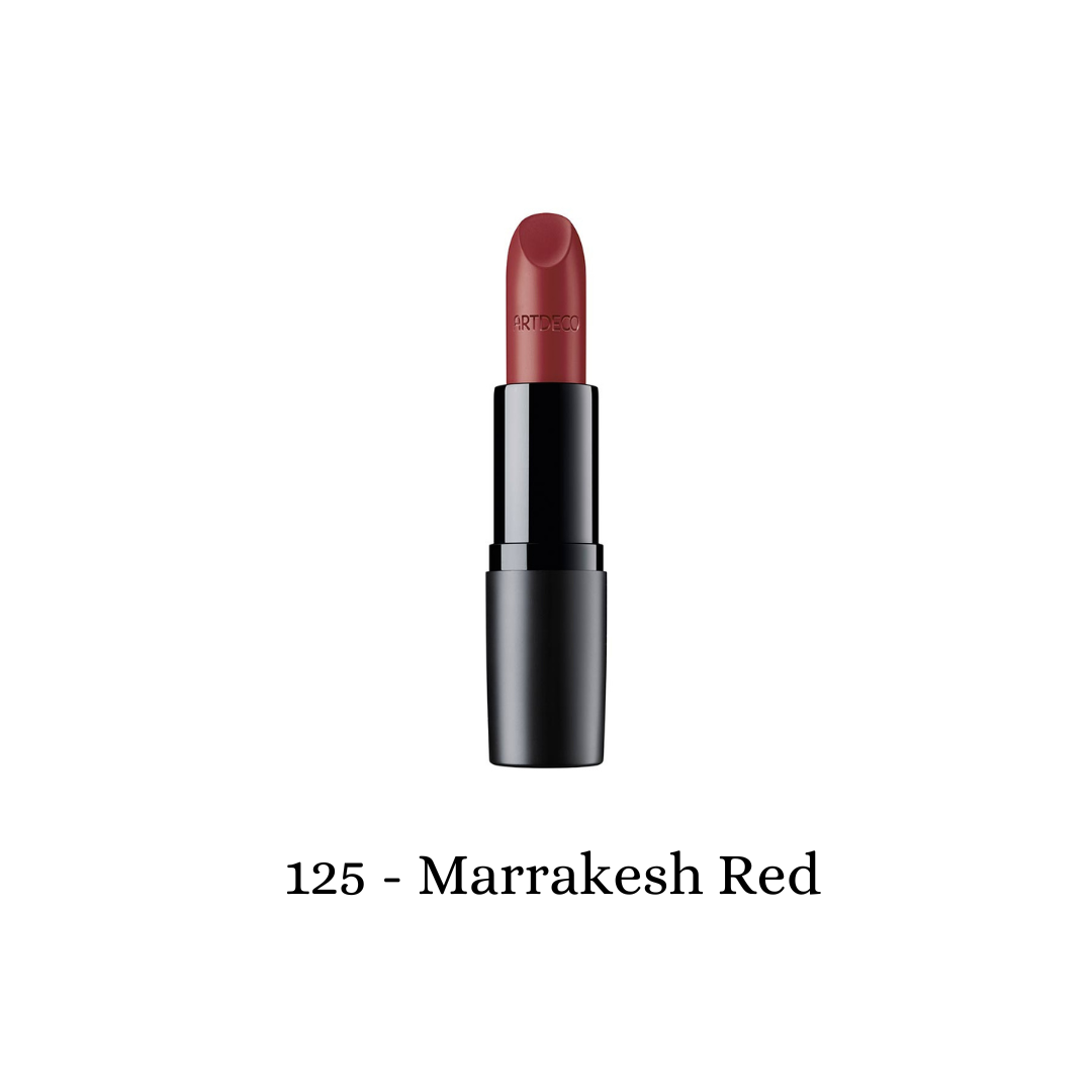 ARTDECO Perfect Mat Lipstick in Marrakesh Red with a sleek, matte finish and classic lipstick bullet design.