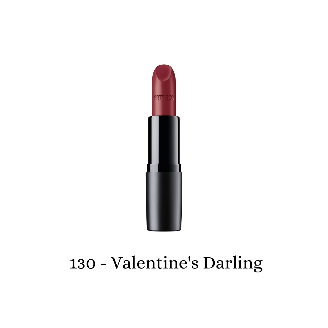 ARTDECO Perfect Mat Lipstick in a rich, matte lipstick shade displayed in a close-up shot highlighting the smooth application and vibrant color.