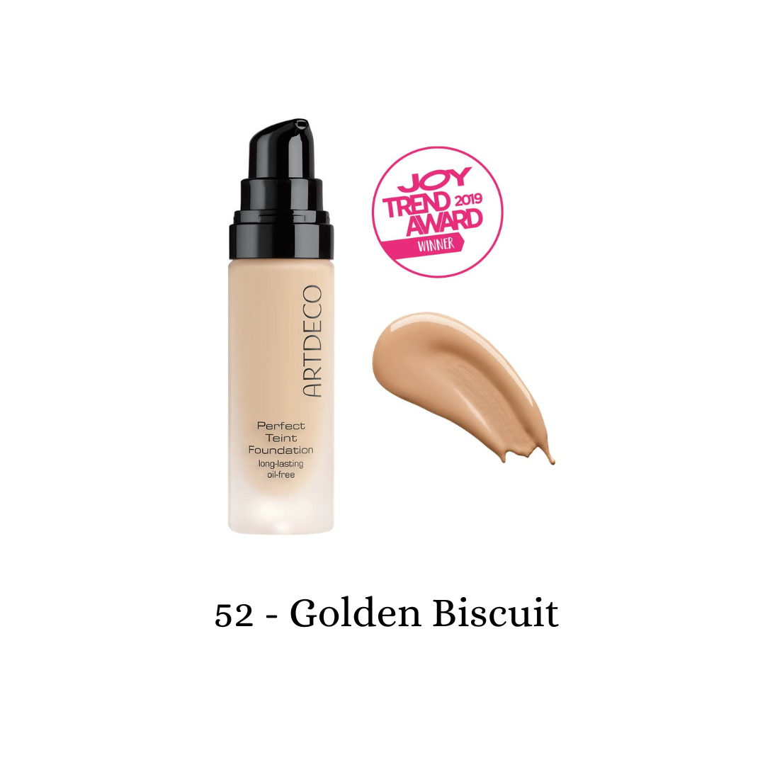 ARTDECO Perfect Teint Foundation in golden biscuit shade, 20ml liquid foundation bottle with a smooth, elegant design.