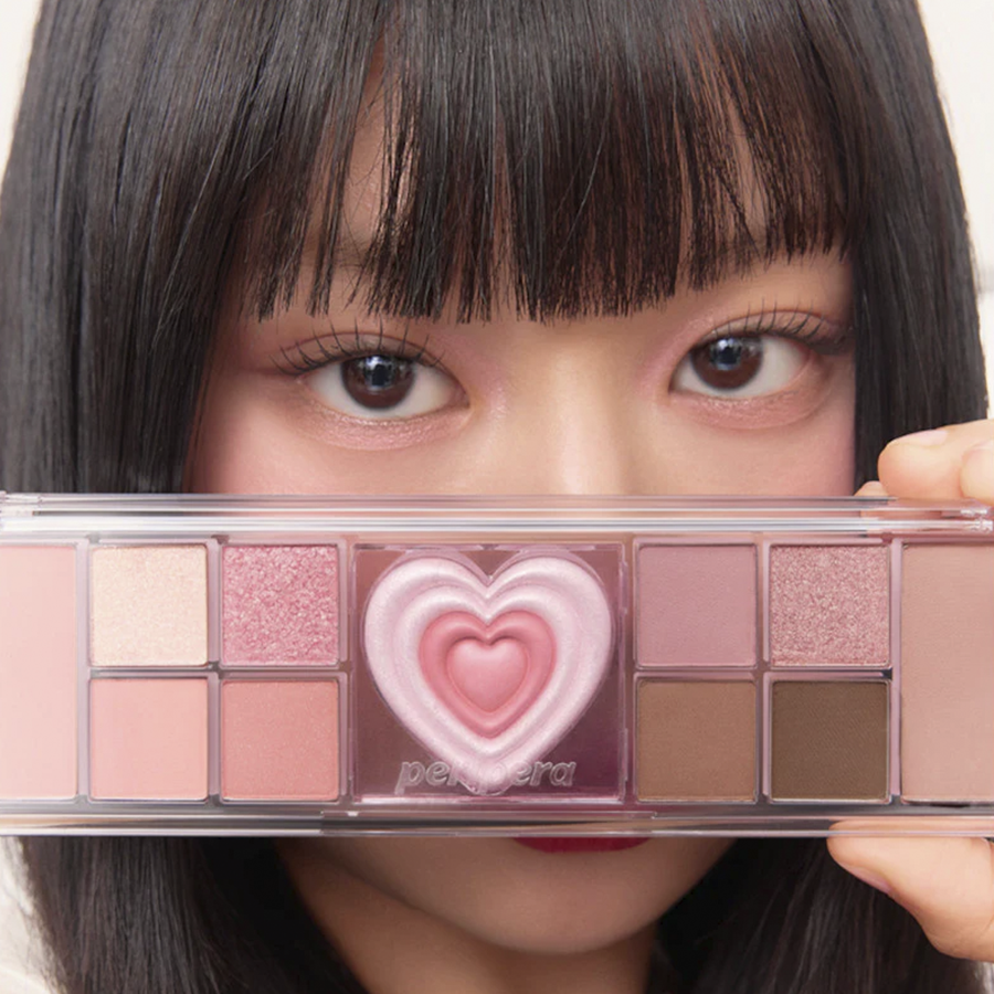Peripera All Take Mood Like palette with pink and neutral eyeshadow shades for versatile eye makeup looks