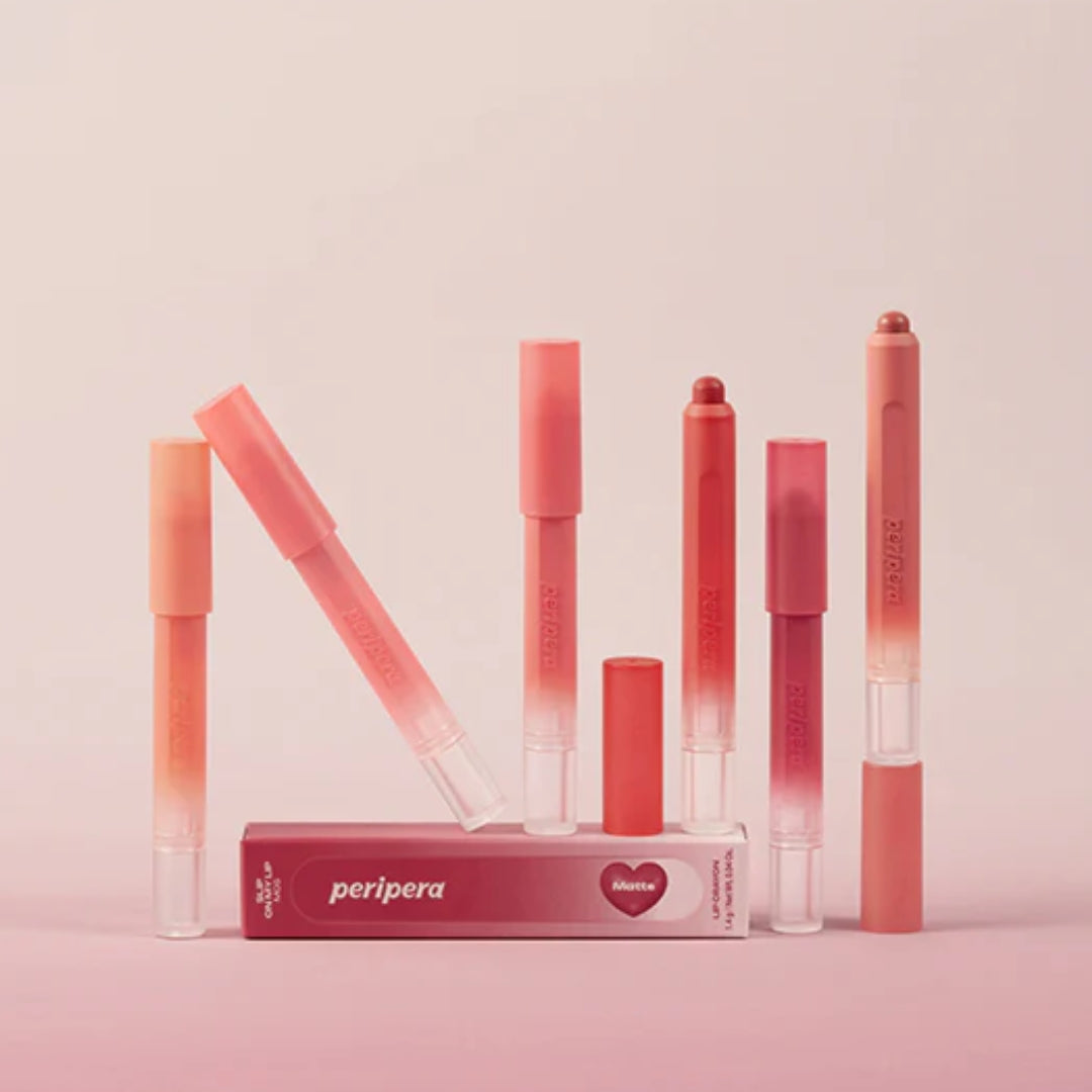 Peripera Slip On My Lip lipstick in a sleek tube, with the lipstick partially extended showing its vibrant color.