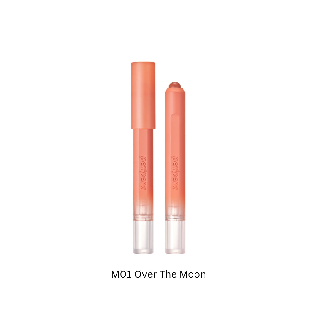 Peripera Slip On My Lip lipstick in shade Over The Moon, showcasing the creamy texture and vibrant color.