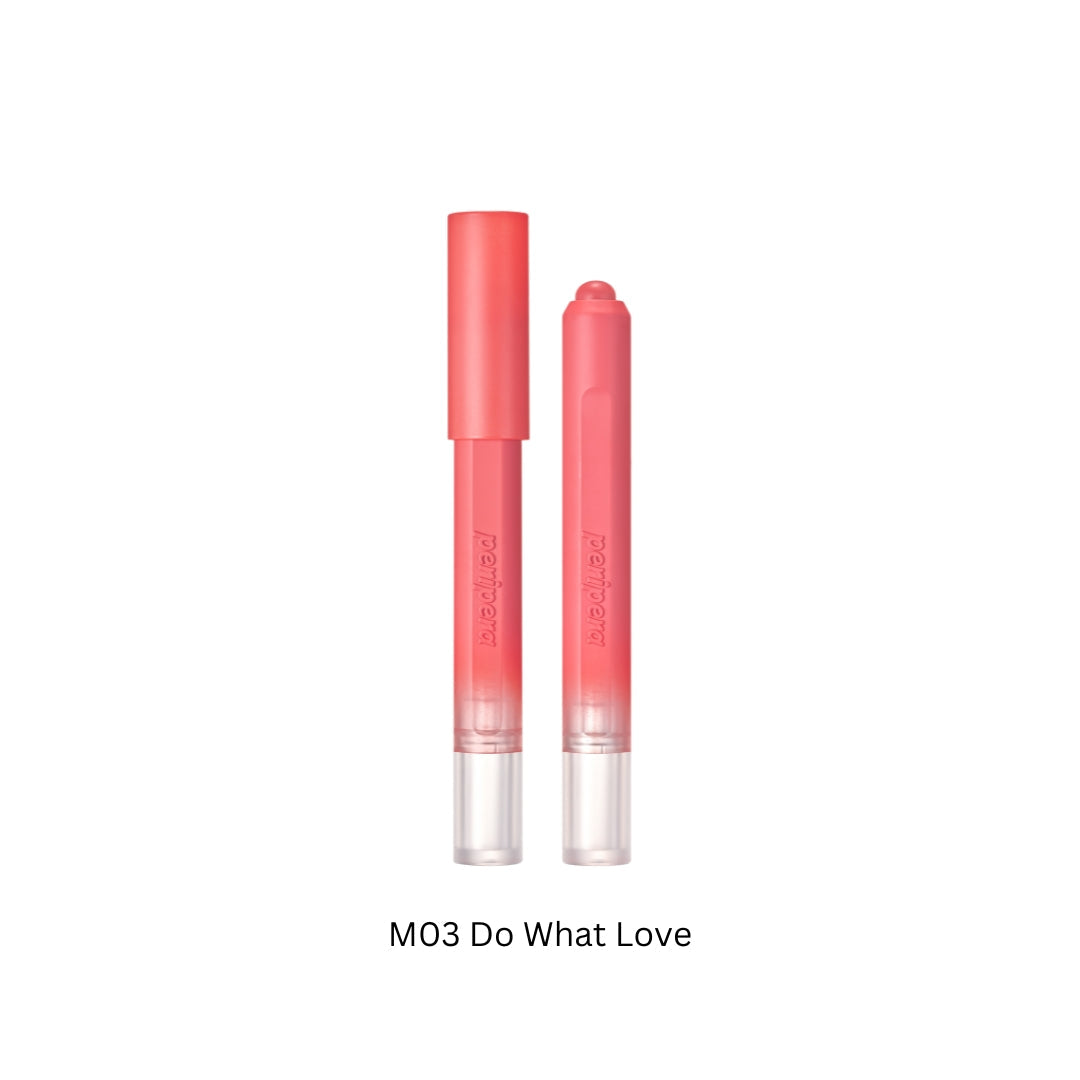 Peripera Slip On My Lip lipstick in shade M03 Do What Love, showcasing the vibrant pink lipstick bullet in a close-up shot.