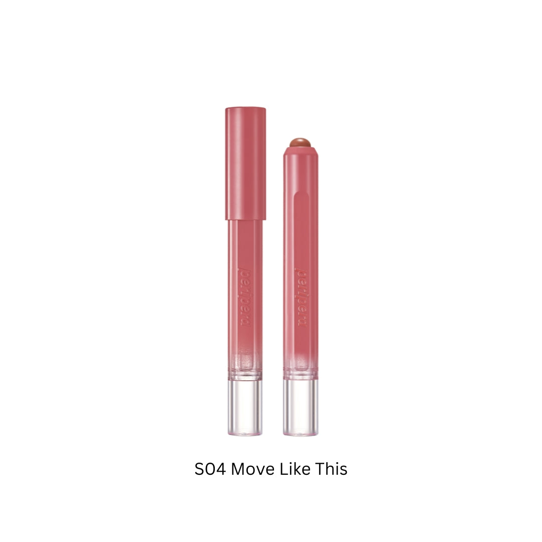 Peripera Slip On My Lip lipstick in shade S04 Move Like This, featuring a smooth, glossy lipstick tube and vibrant color.