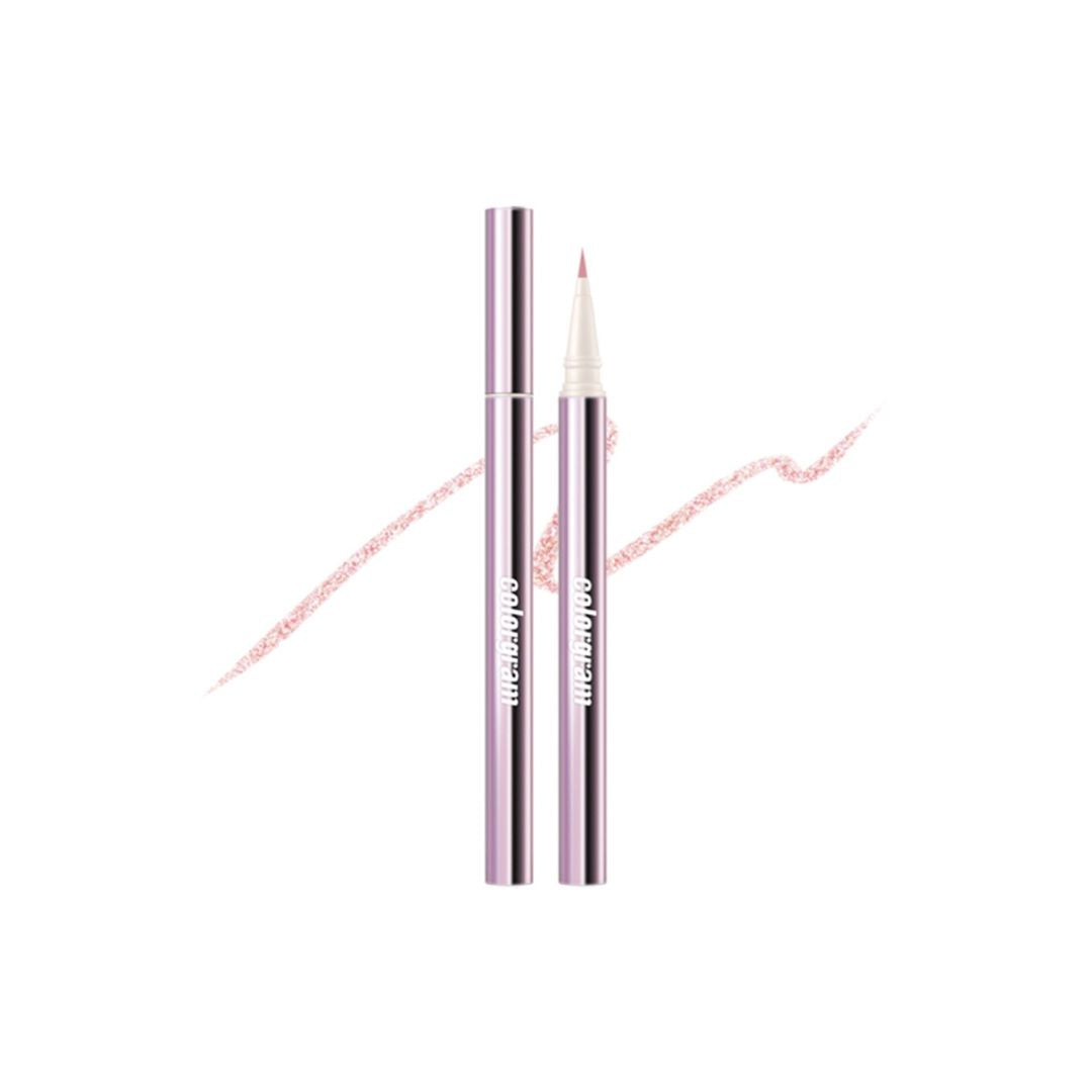 Pink Milk Bling Glitter Liquid Eyeliner by Colorgram, with shimmering glitter finish and smooth applicator brush visible in the image.