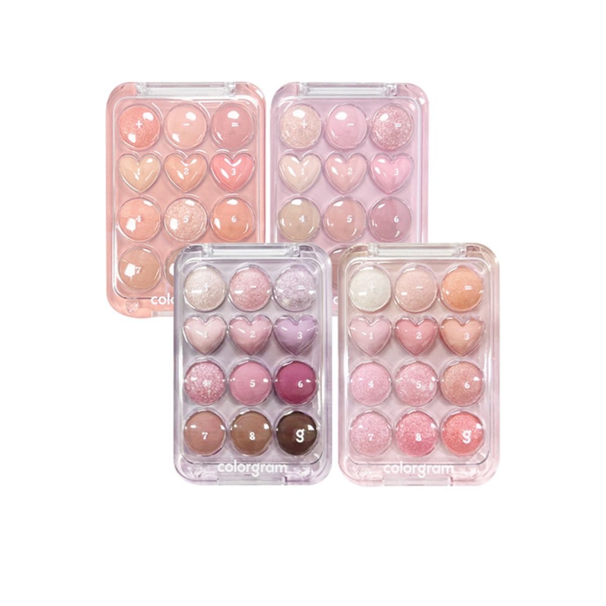 Colorgram Pin Point Eyeshadow Palette with multiple neutral and shimmer shades, arranged in a rectangular compact.