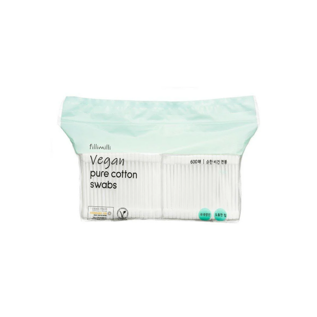 Fillimilli Vegan Pure Cotton Swabs 600pcs - Shop K-Beauty in Australia