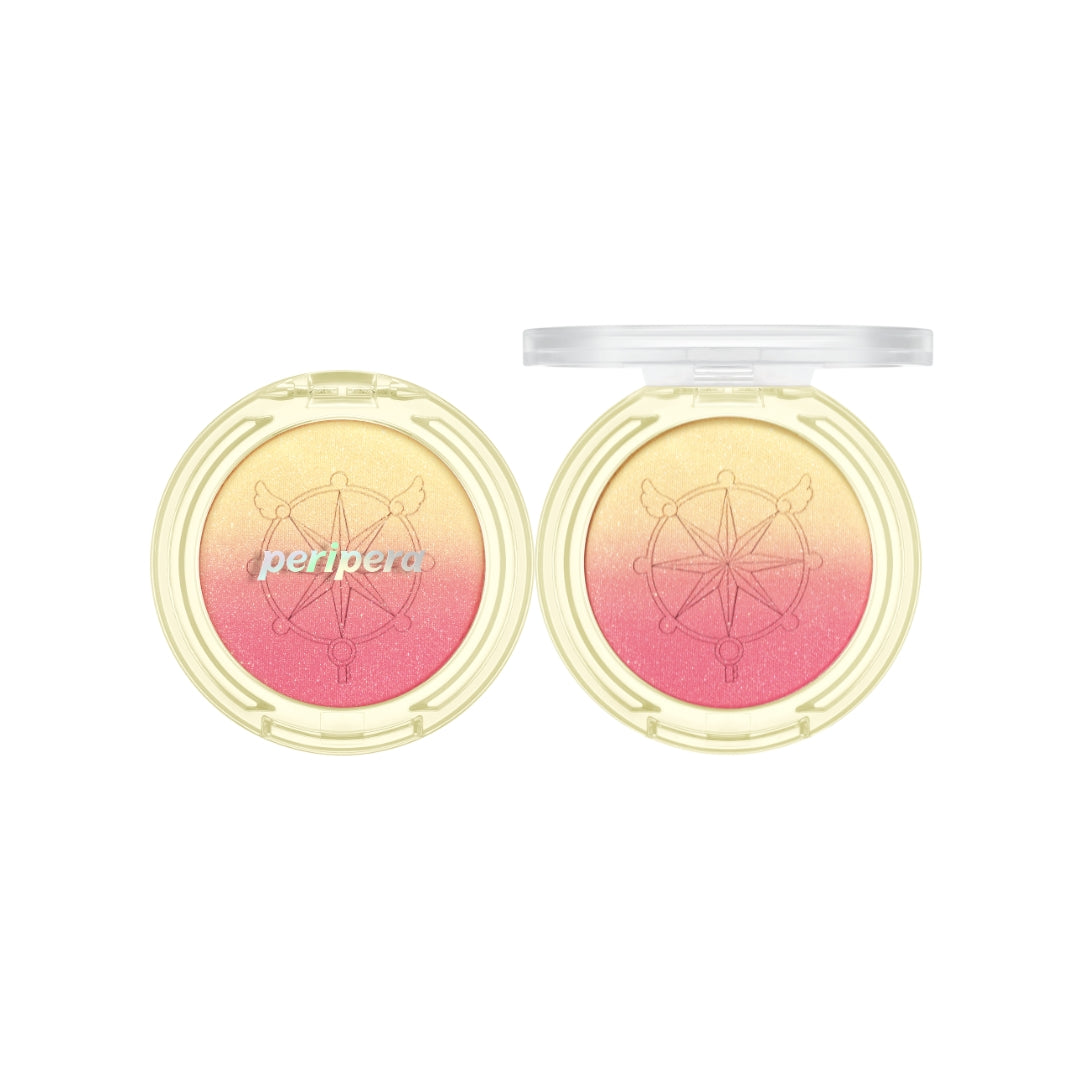 Peripera Pure Blushed Custom Cheek blush compact with cherry-inspired packaging and soft pink blush inside.